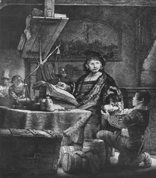 Jan Uytenbogaert "The Goldweigher", 1639 (etsaus ja kuivakärki)